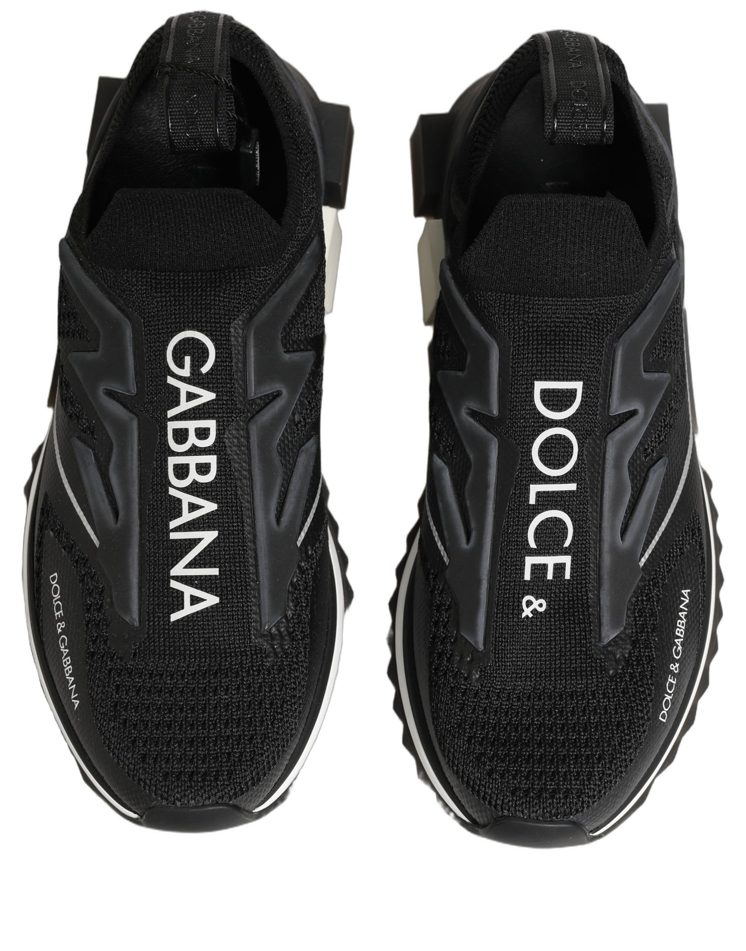 Dolce & Gabbana Black White Sorrento Slip-On Logo Sneakers Shoes