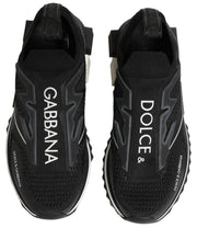 Dolce & Gabbana Black White Sorrento Slip-On Logo Sneakers Shoes