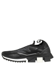 Dolce & Gabbana Black White Sorrento Slip-On Logo Sneakers Shoes