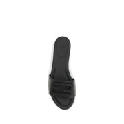 Fendi Black Calf Leather Bos Taurus Flat Sandals