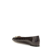 Valentino Garavani Brown Calf Leather Bos Taurus Ballet Flats