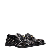 Miu Miu Black Leather Slip-On Loafers