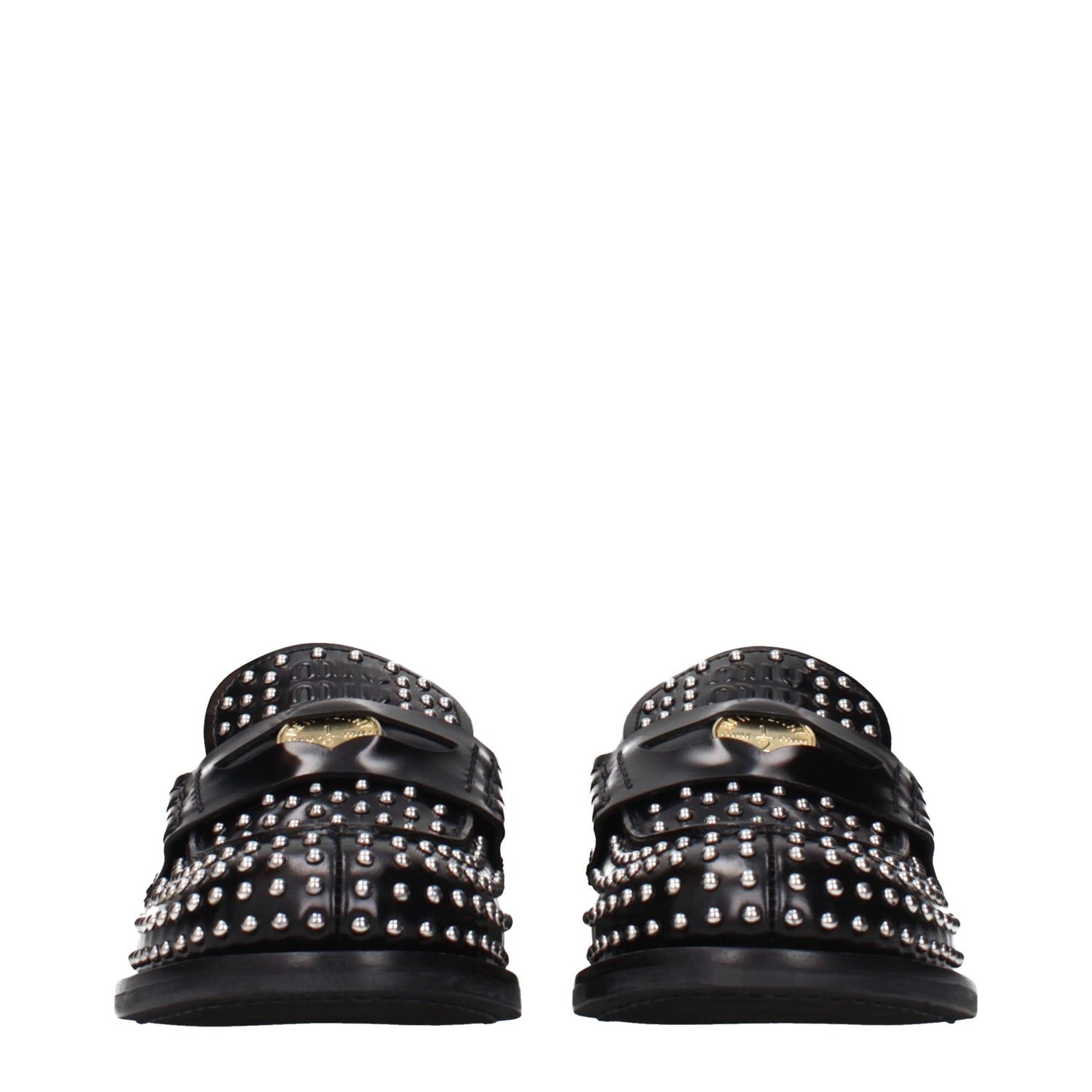 Miu Miu Black Leather Slip-On Loafers