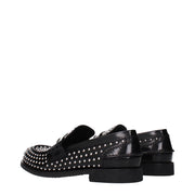 Miu Miu Black Leather Slip-On Loafers