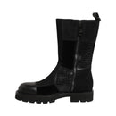 Dolce & Gabbana Black Patchwork Leather Mid-Calf Boots