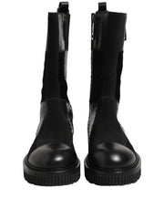 Dolce & Gabbana Black Patchwork Leather Mid Calf Boots Shoes