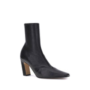 Khaite Black Calf Leather Bos Taurus Ankle Boots