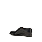 Santoni Black Calf Leather Bos Taurus Oxfords And Derbies