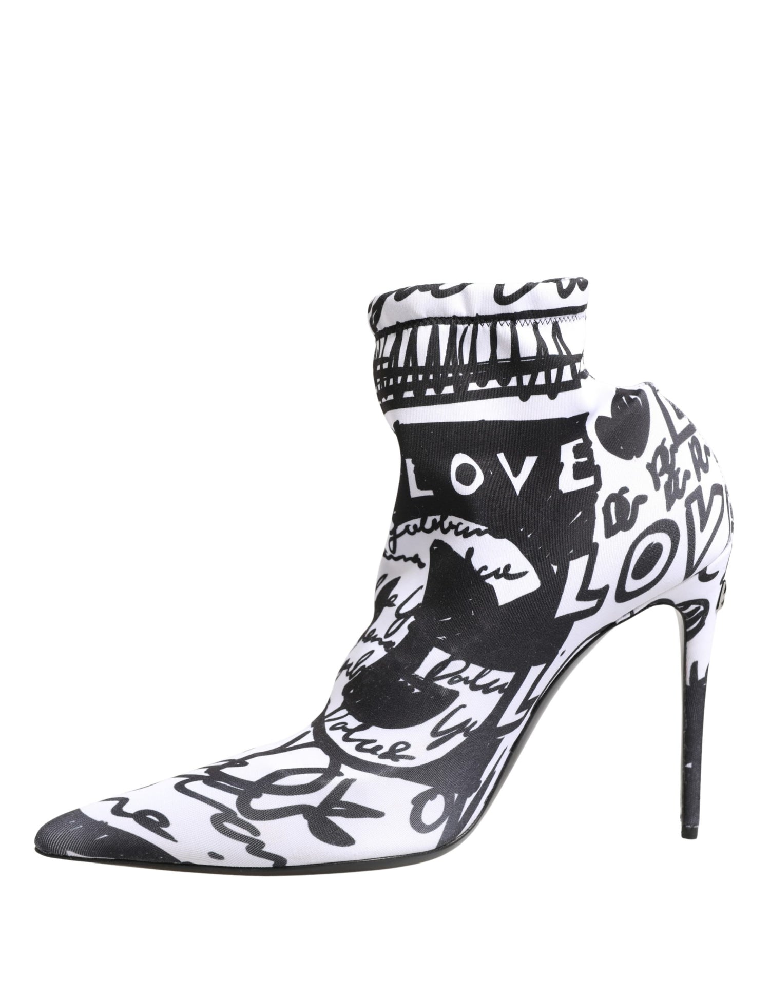 Dolce & Gabbana White Graffiti Stretch Ankle Boots Shoes