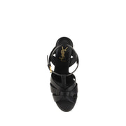 Saint Laurent Black Calf Leather Bos Taurus Platform Sandals