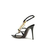 Giuseppe Zanotti Black Calf Leather Bos Taurus Stiletto Heel Sandals