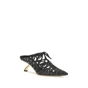 Ferragamo Black Calf Leather Bos Taurus Mules