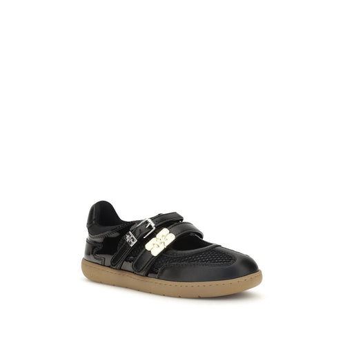 Ganni Black Recycled Leather Ballet Flats