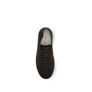 Santoni Brown Calf Leather Bos Taurus Low Top Sneakers