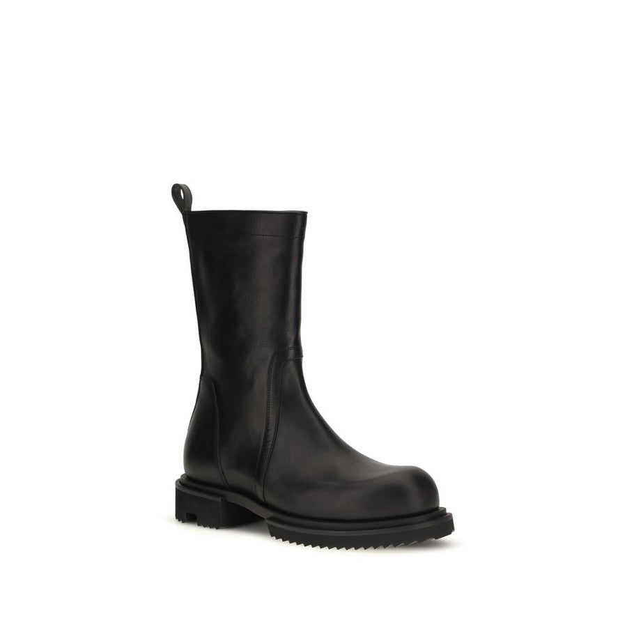 Rick Owens Black Calf Leather Bos Taurus Flat Boots