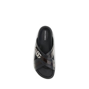 Dolce & Gabbana Black Calf Leather Bos Taurus Sandals