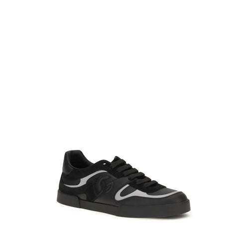 Dolce & Gabbana Black Calf Leather Bos Taurus Sneakers