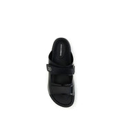 Dolce & Gabbana Black Calf Leather Bos Taurus Flat Sandals