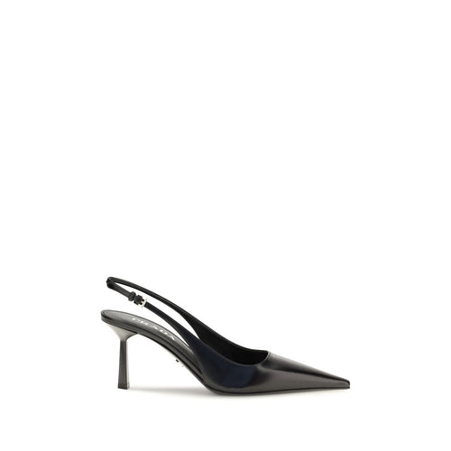 Prada Black Calf Leather Bos Taurus High Heel Pumps