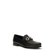 Ferragamo Black Calf Leather Bos Taurus Slip-On Loafers