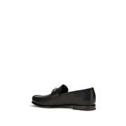 Ferragamo Black Calf Leather Bos Taurus Slip-On Loafers