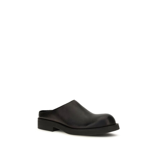 MM6 Black Calf Leather Bos Taurus Mules