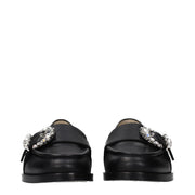 Jimmy Choo Black Leather Slip-On Loafers
