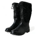 Dolce & Gabbana Lace Up Shearling Rain Boots