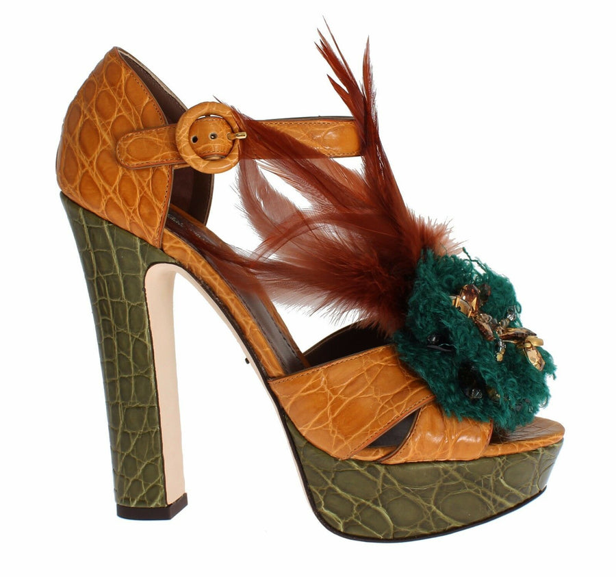 Dolce & Gabbana Multicolor Crystal Platform Sandals
