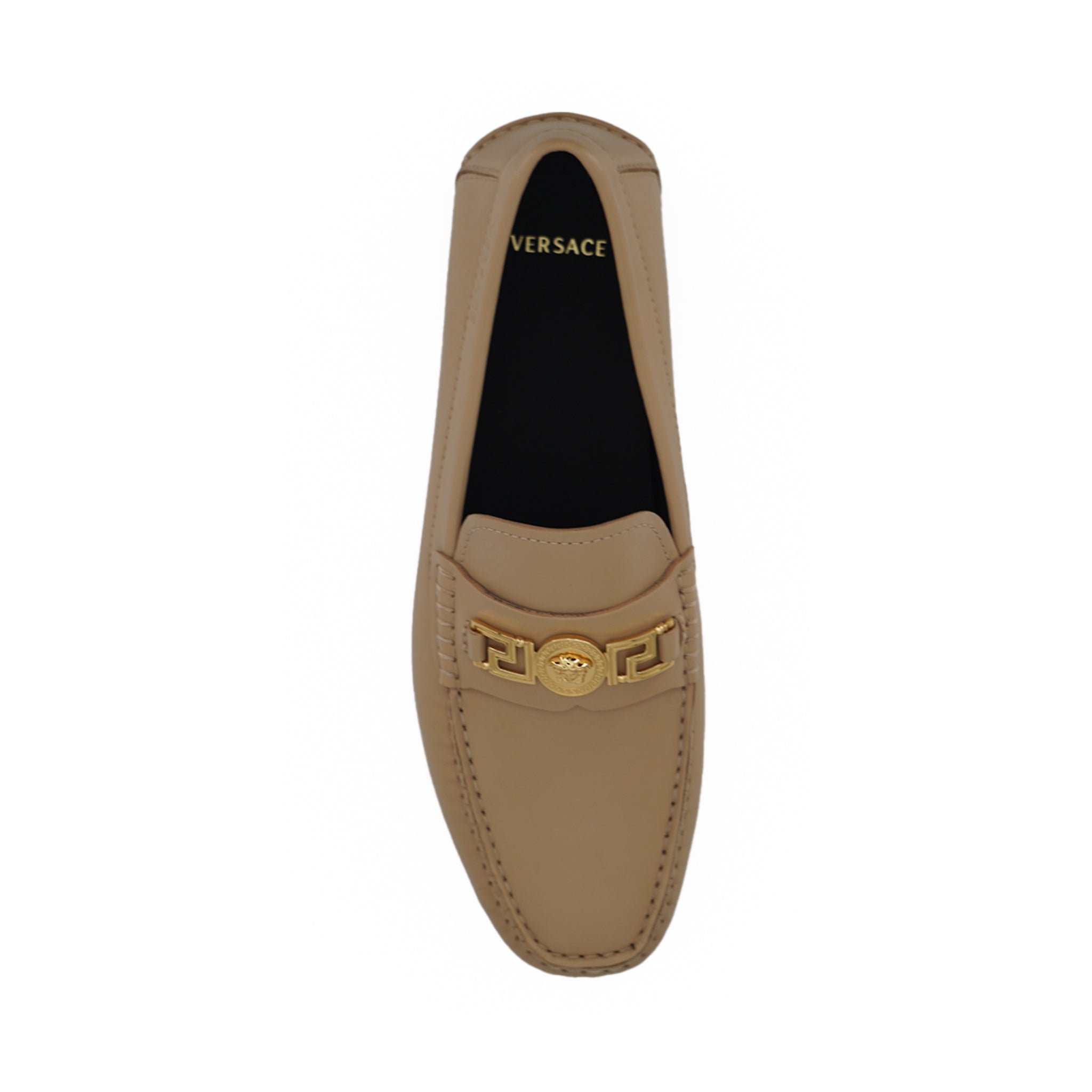 Versace Medusa Gold-Tone Leather Loafers