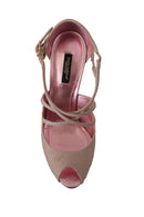 Dolce & Gabbana Pink Glitter Peep Toe High Heels
