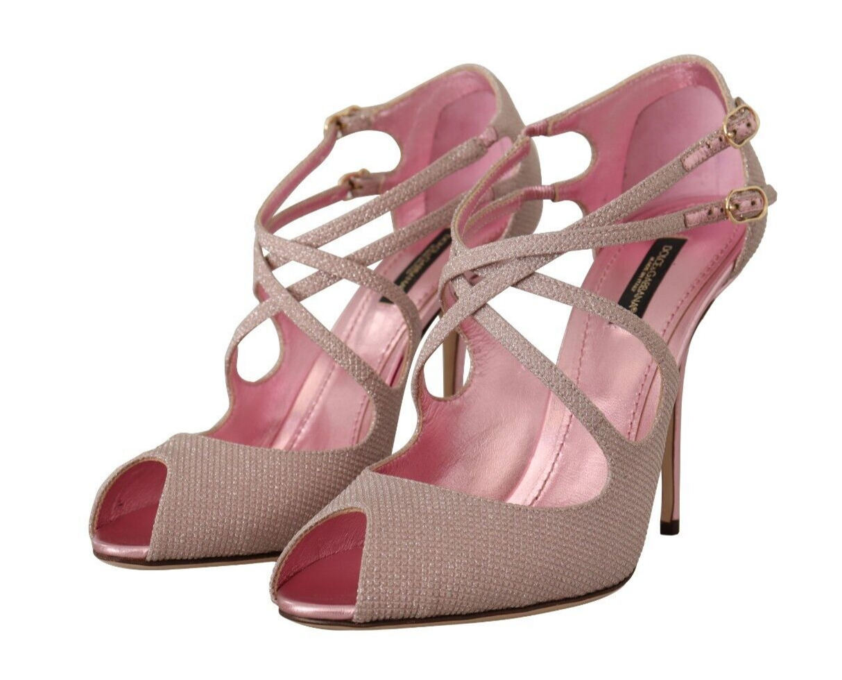 Dolce & Gabbana Pink Glitter Peep Toe High Heels