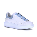 Alexander McQueen White Sneakers with Blue Suede Details