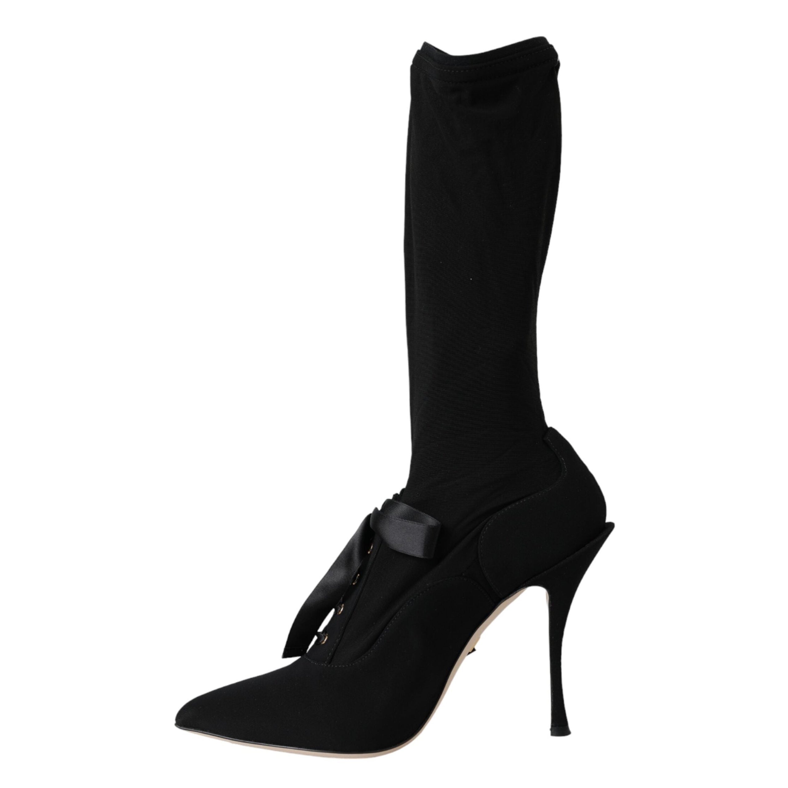 Dolce & Gabbana Black Stiletto Mid Calf Boots