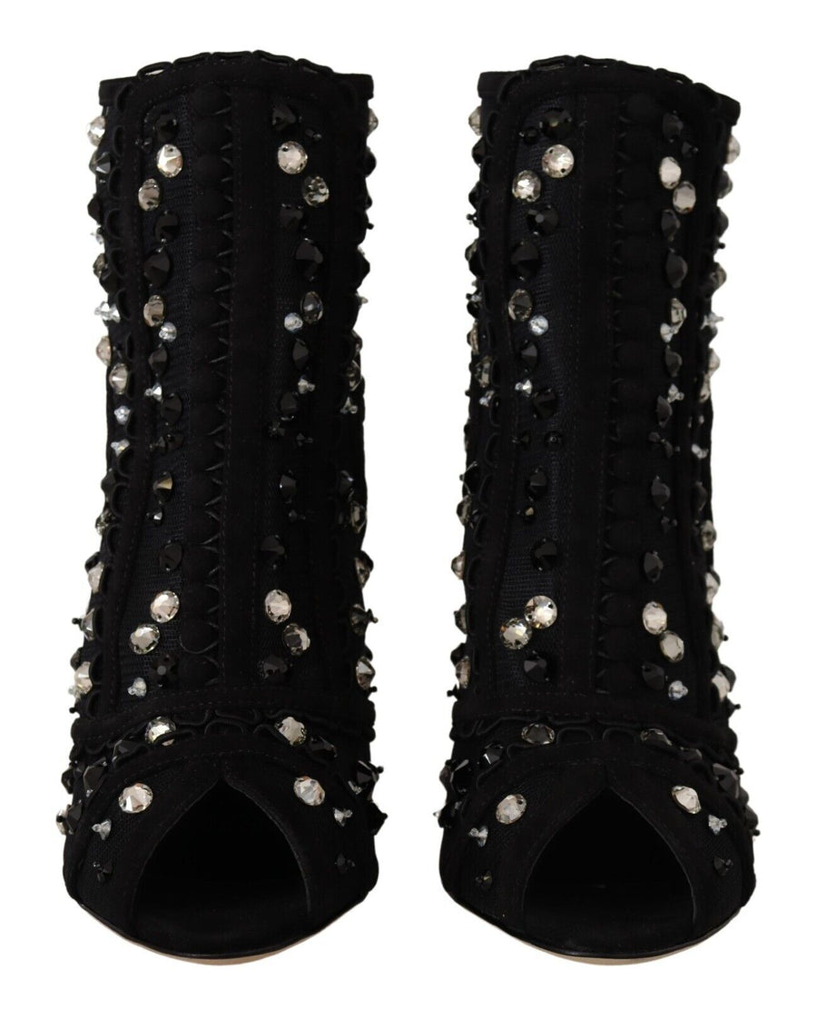 Dolce & Gabbana Crystal-Embellished Stretch Booties
