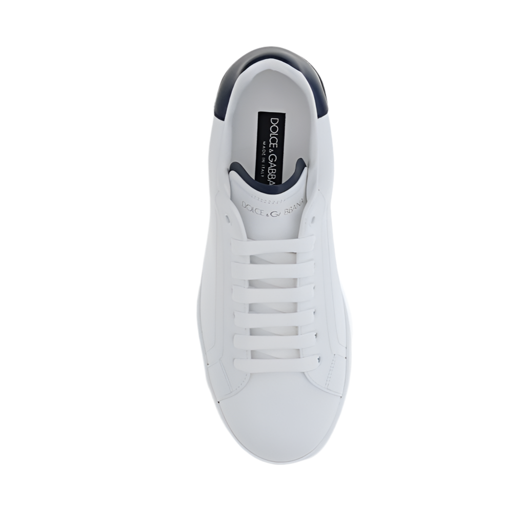 Dolce & Gabbana White Portofino Men's Sneakers with Navy Detail