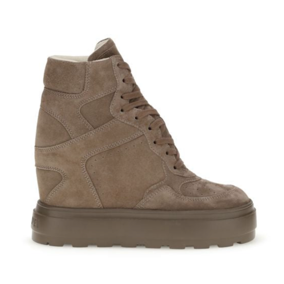 Casadei Wedge Brown Suede Sneakers