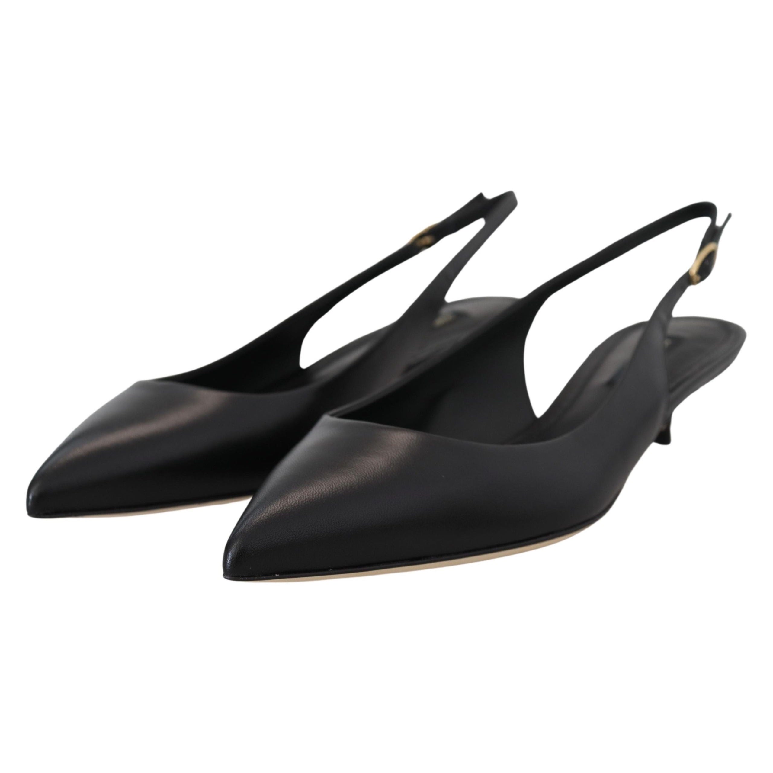 Dolce & Gabbana Elegant Black Leather Slingback Pumps