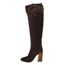 Dolce & Gabbana Studded Suede Knee High Boots in Brown