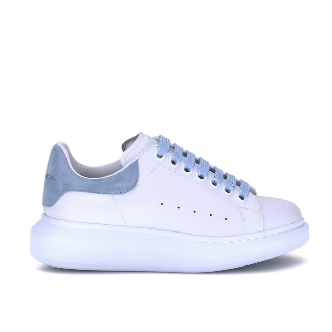 Alexander McQueen White Sneakers with Blue Suede Details