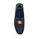 Versace Elegant Navy Blue Calf Leather Loafers