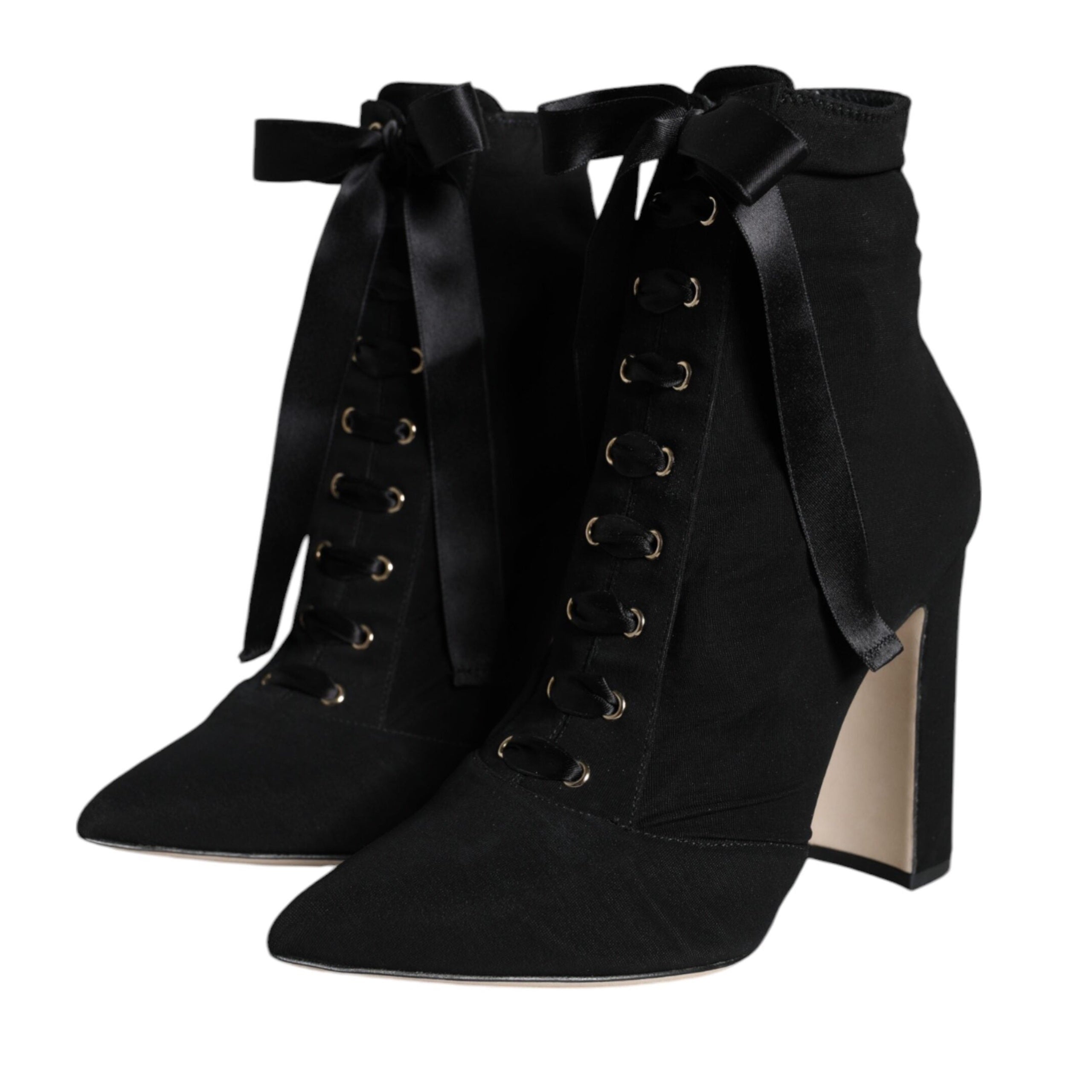 Dolce & Gabbana Black Jersey Stretch Ankle Booties Shoes