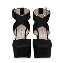 Jimmy Choo Black Satin Platform Sandal