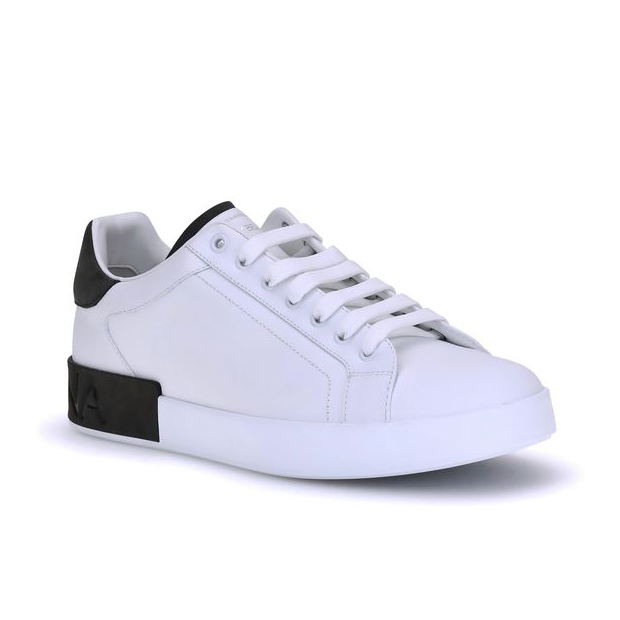 Dolce & Gabbana White Sneakers w Black Heel Detailing