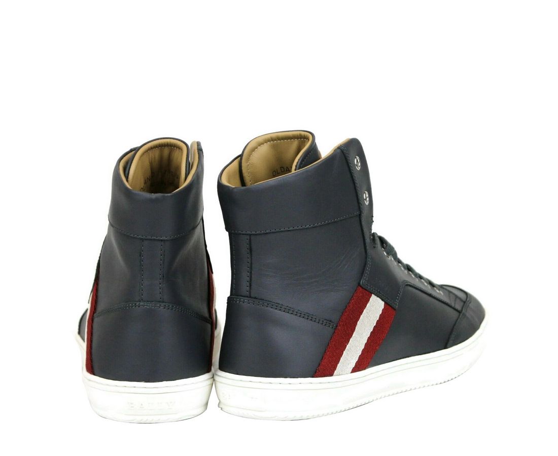 Bally Dark Grey Leather High Top Sneakers