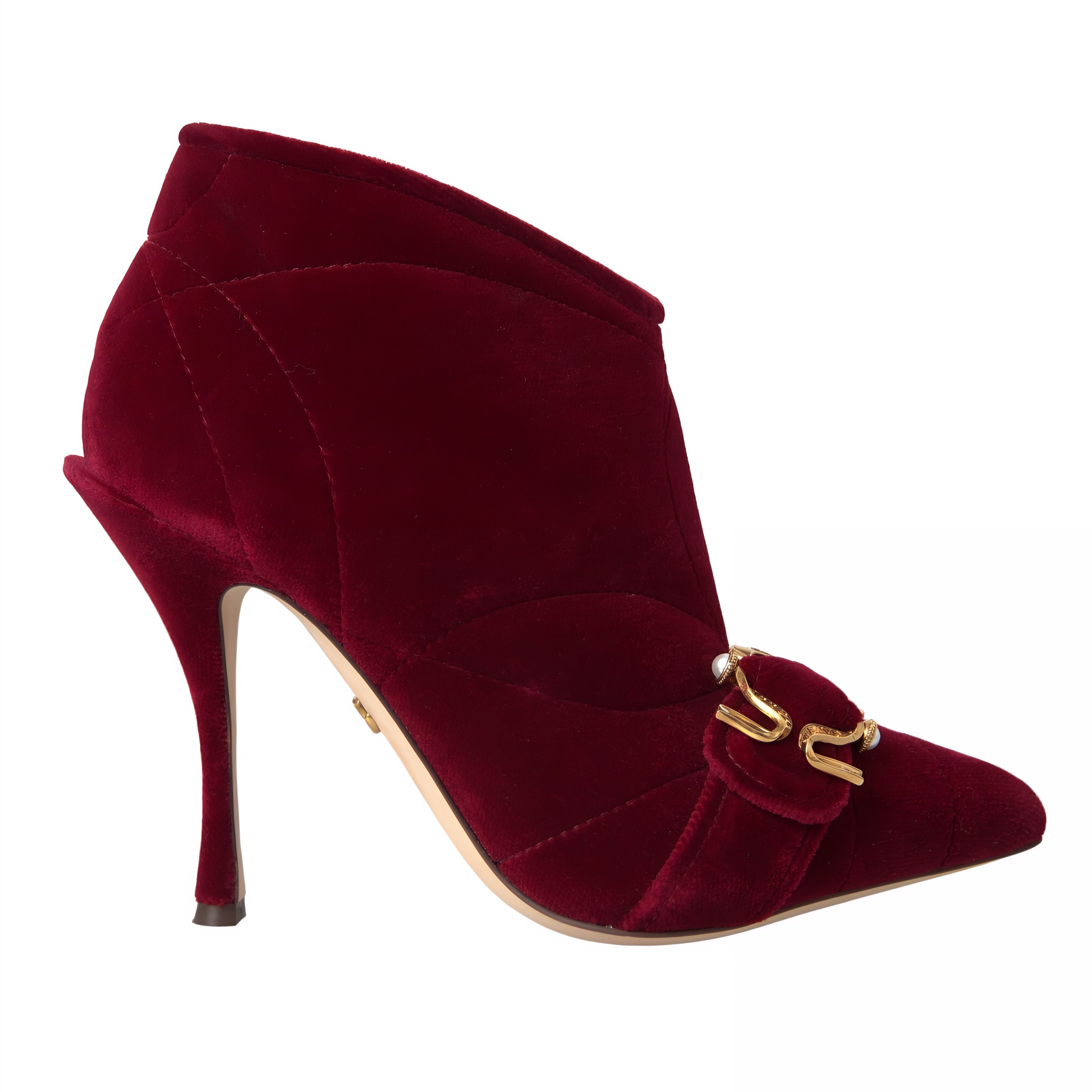 Dolce & Gabbana Dark Red Velvet Devotion Buckle Boots