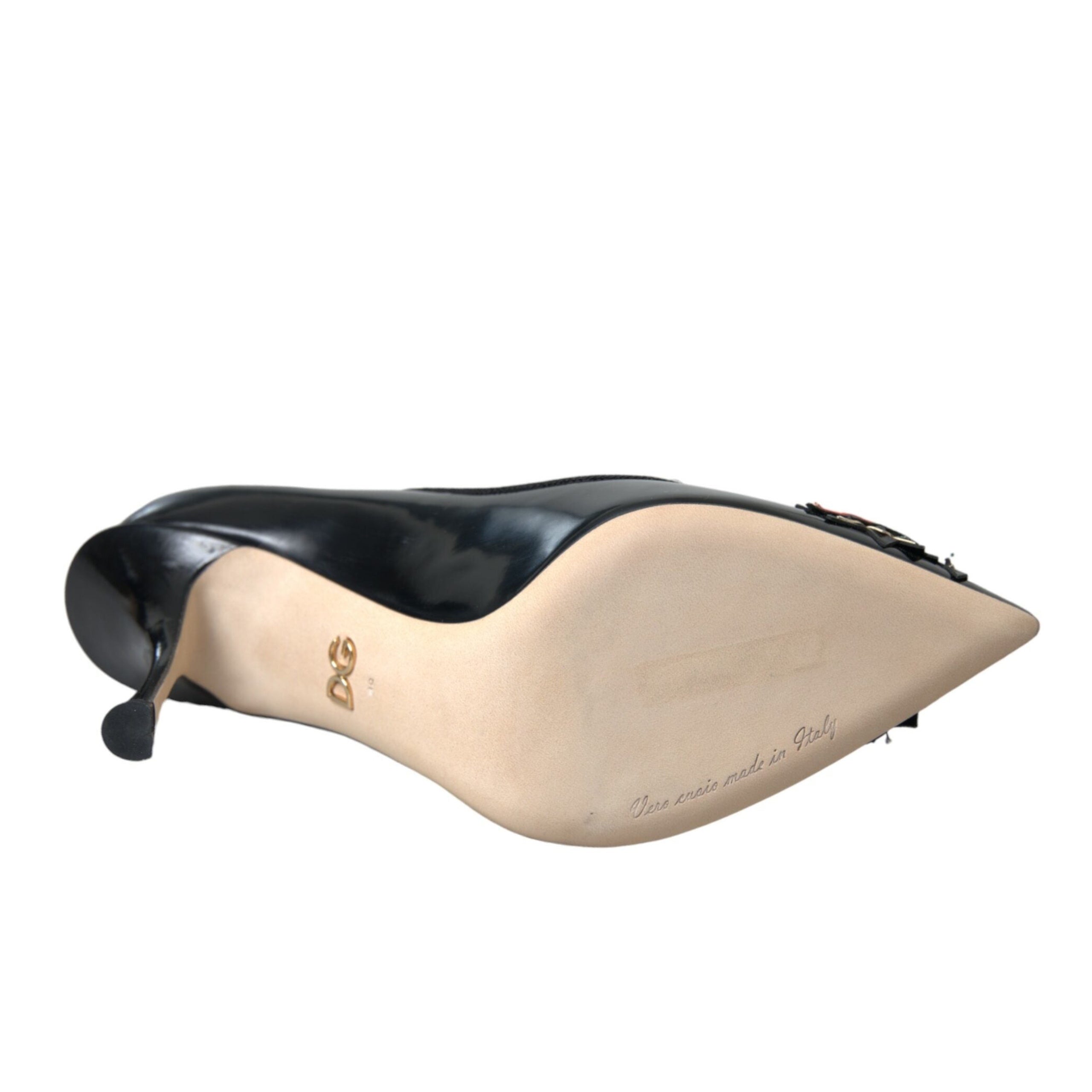 Dolce & Gabbana Black Leather WOW Patch Heels