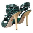 Dolce & Gabbana Green Exotic Leather Heels Sandals Shoes