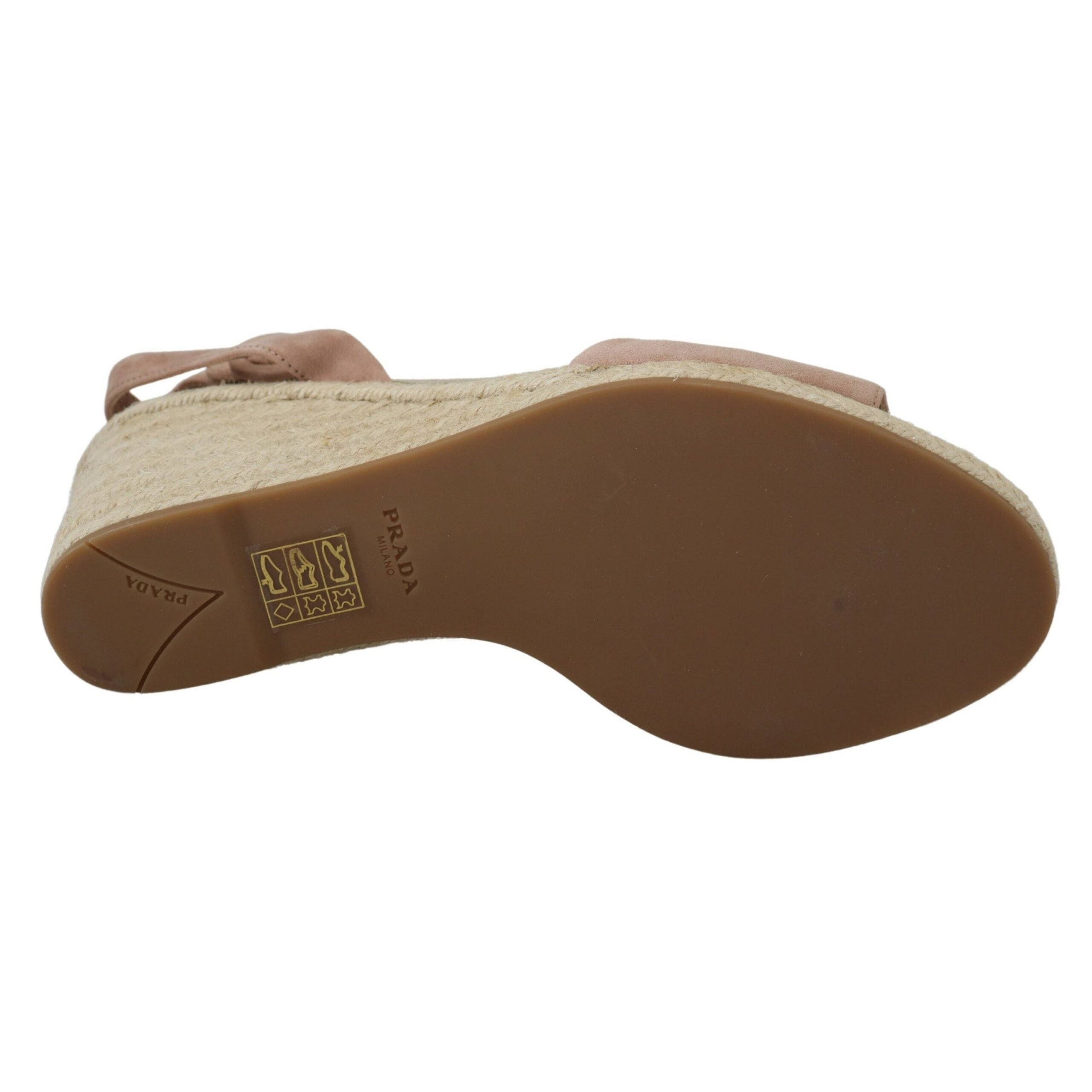 Prada Beige Suede Strap Wedges