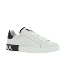 Dolce & Gabbana White Men’s Sneakers with Black Detailing & Red Stitching
